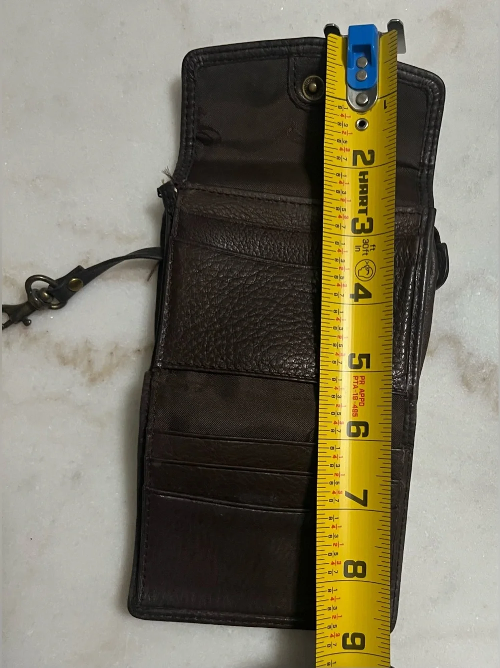 Fossil Genuine Leather Dark Brown Fold Wallet Zipper Coin Purse ID Wallet